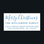 Merry Christmas Blue Return Address Self-inking Stamp<br><div class="desc">Add some extra cheer to your holiday cards and invitations with our festive Merry Christmas blue self-inking stamp. This stylish Christmas design features 'Merry Christmas' in elegant script calligraphy and your name and address in modern typography. Simply add your own details. Exclusively designed for you by Happy Dolphin Studio. If...</div>