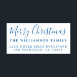 Merry Christmas Blue Return Address Self-inking Stamp<br><div class="desc">Add some extra cheer to your holiday cards and invitations with our festive Merry Christmas blue self-inking stamp. This stylish Christmas design features 'Merry Christmas' in elegant script calligraphy and your name and address in modern typography. Simply add your own details. Exclusively designed for you by Happy Dolphin Studio. If...</div>