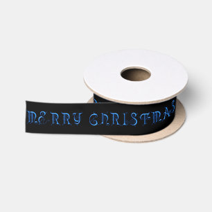 Merry Christmas blue Satin Ribbon