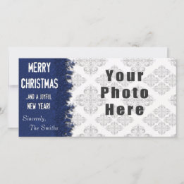 Merry Christmas Blue Snowflake Holiday Card