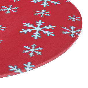 Merry Christmas Blue Snowflake Holiday Winter Cutting Board