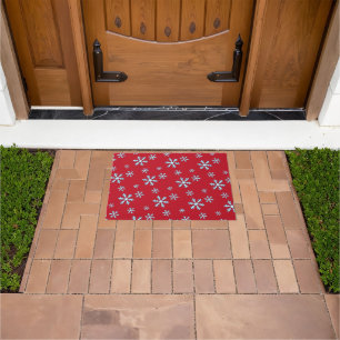 Merry Christmas Blue Snowflake Holiday Winter Doormat
