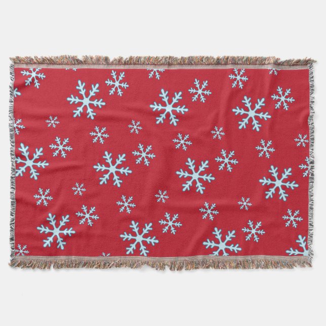 Merry Christmas Blue Snowflake Holiday Winter Throw Blanket (Front)