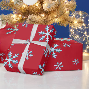 Merry Christmas Blue Snowflake Holiday Winter Wrapping Paper