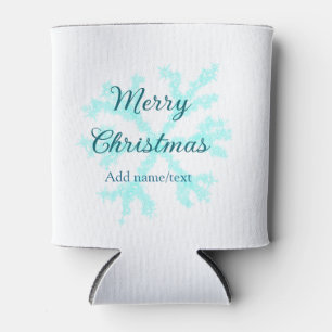 Merry Christmas blue snowflakes glitter sparkle na Can Cooler