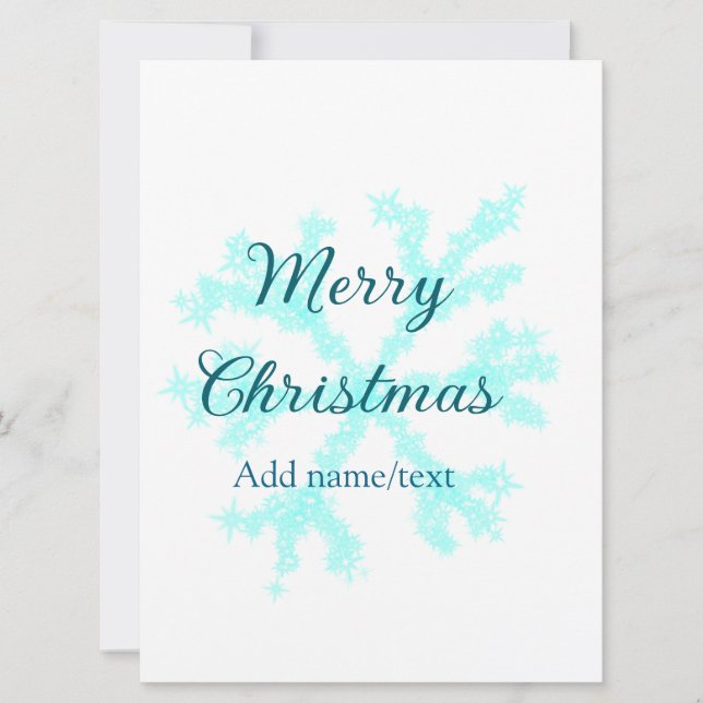 Merry Christmas blue snowflakes glitter sparkle na Holiday Card (Front)