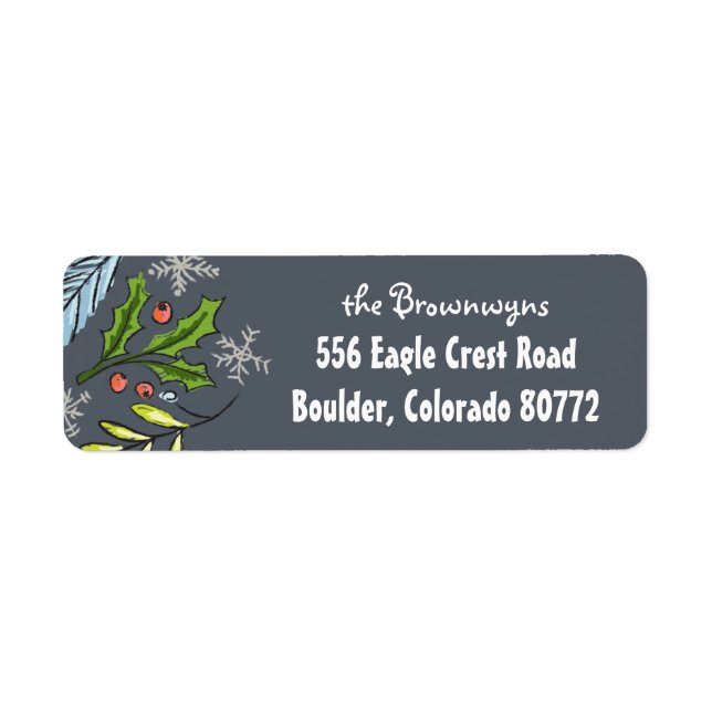Merry Christmas Blue Spruce Boughs Return Address Label (Front)