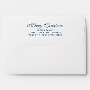 Merry Christmas Blue Watercolor Ombre Envelope