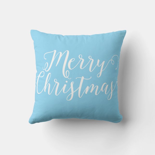 Merry Christmas Blue White Christmas Cushion (Back)