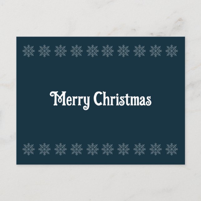 Merry Christmas blue white embroidery pattern Postcard (Front)