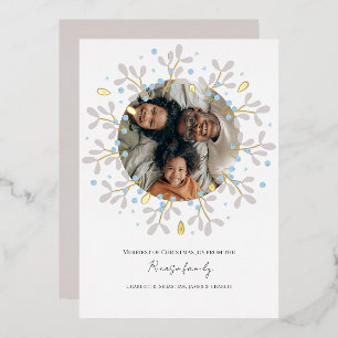 Merry Christmas Blue Wreath Photo Card