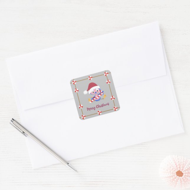 Merry Christmas Bluebird Candy Decor Decorated  Square Sticker (Envelope)