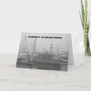Merry Christmas - Boat Docked at Misty San Diego Holiday Card