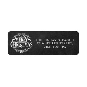 Merry Christmas Boho Chalkboard Return Address Label