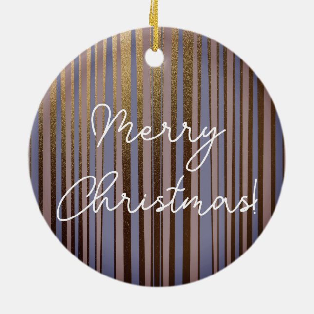 Merry Christmas Boho Gold Glitter Pink Lilac Ceramic Ornament (Back)