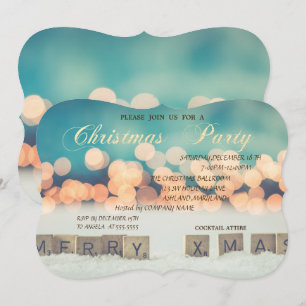 Merry Christmas, Bokeh , Corporate Christmas Party Invitation