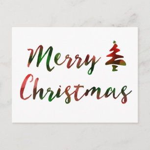 Merry Christmas Bokeh Tree Lights Holiday Postcard