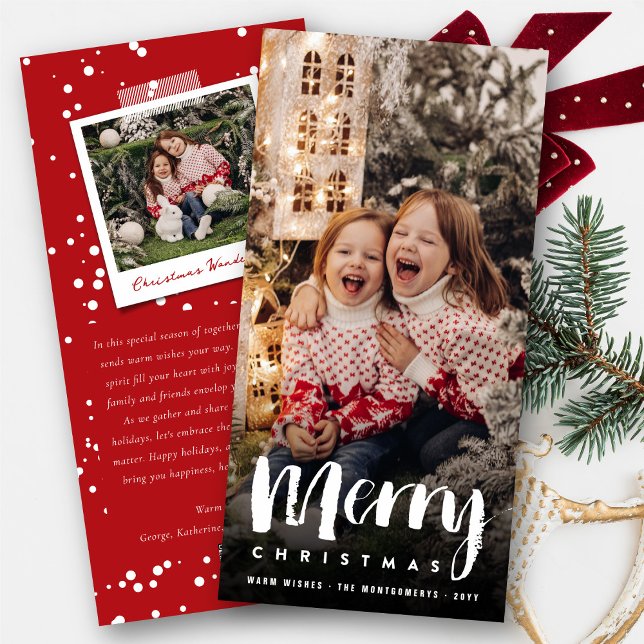 Merry Christmas Bold Brush Script Modern Photo Holiday Card (Creator Uploaded)