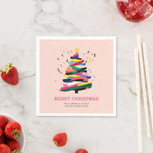 Merry Christmas Bold Christmas Tree Holiday Party Napkin