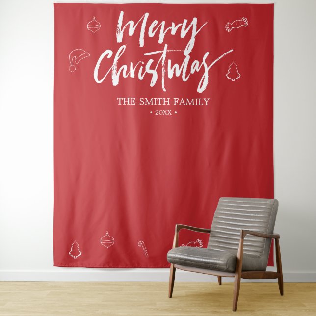 Merry Christmas  Booth Prop Photo Backdrop Tapestry (In Situ)