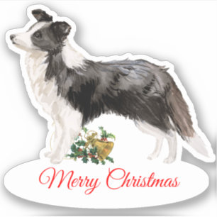 Merry Christmas Border Collie Custom-Cut Vinyl