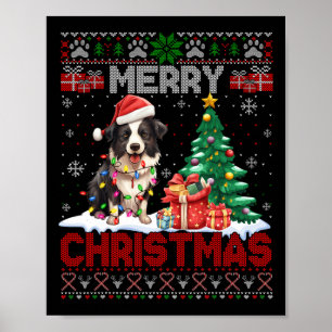 Merry Christmas Border Collie Dog Lovers Ugly Xmas Poster