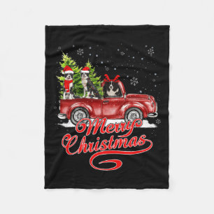 Merry Christmas Border Collie Dogs Santa Reindeer Fleece Blanket