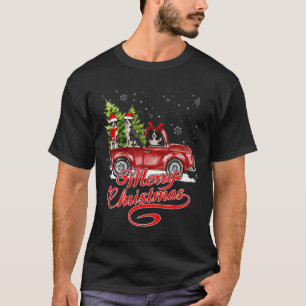 Merry Christmas Border Collie Dogs Santa Reindeer  T-Shirt