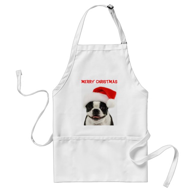 Merry Christmas Boston Santa Apron (Front)