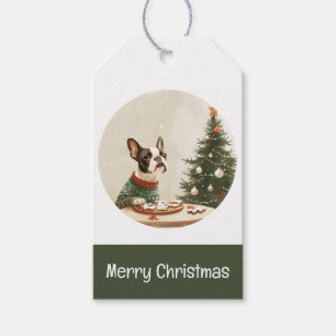 Merry Christmas Boston Terrier Dog Gift Tags