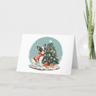 Merry Christmas Boston Terrier Dog Holiday Card