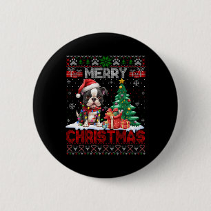 Merry Christmas Boston Terrier Dog Lovers Ugly Xma 6 Cm Round Badge