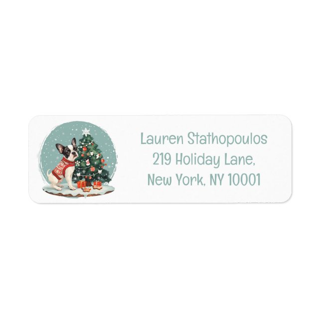 Merry Christmas Boston Terrier Dog Return Address Label (Front)