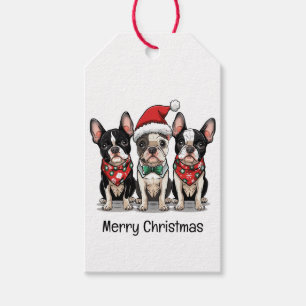 Merry Christmas Boston Terrier Dogs Gift Tags