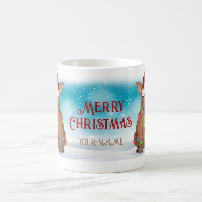 Merry Christmas Boston Terrier Santa Hat Dog Lover Coffee Mug (Center)