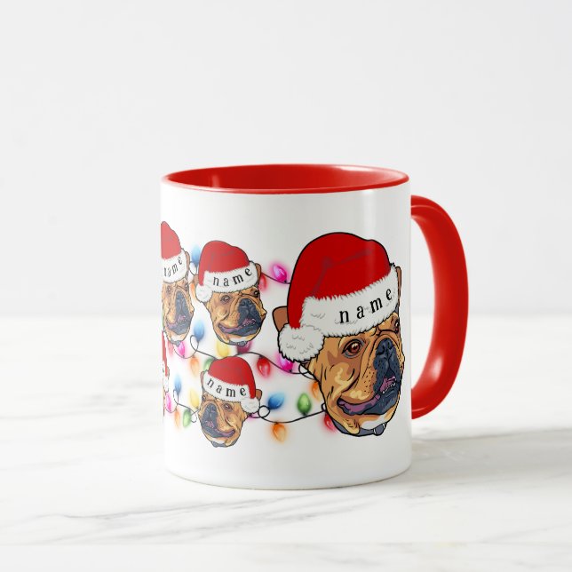 Merry Christmas Boston Terrier Santa Hat Dog Lover Mug (Front Right)