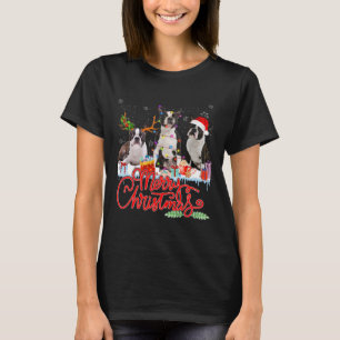 Merry Christmas Boston Terrier Santa Reindeer Ligh T-Shirt