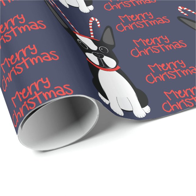 Merry Christmas! Boston Terrier Wrapping Paper (Roll Corner)