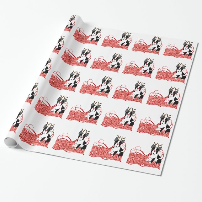 Merry Christmas! Boston Terrier Wrapping Paper (Unrolled)