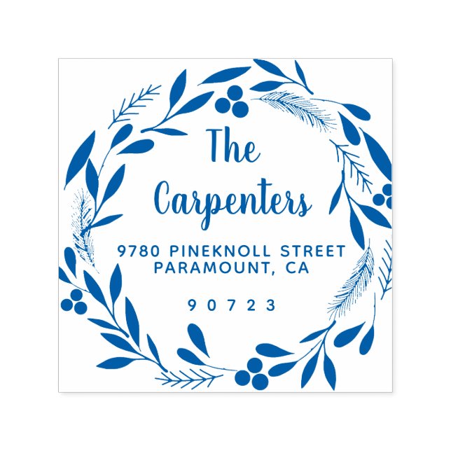 Merry Christmas Botanical Garland Handwriting Self-inking Stamp (Design)