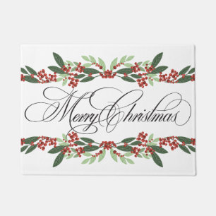 Merry Christmas Botanical Holiday Doormat