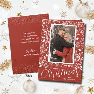 Merry Christmas Botanical Photo Folded Holiday Card