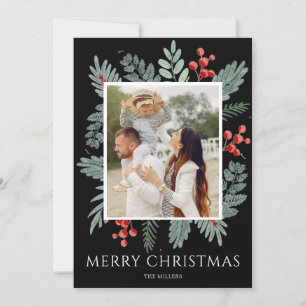 Merry Christmas   Botanical Photo  Holiday Card