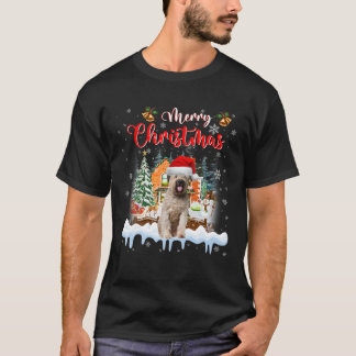 Merry Christmas Bouvier Des Flandres Santa Hat Lig T-Shirt