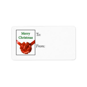 Merry Christmas Bow and Ribbon Gift Tag