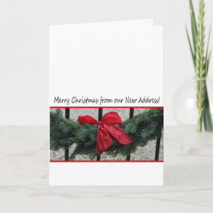 Merry Christmas - Bow on fence new address Holiday Card