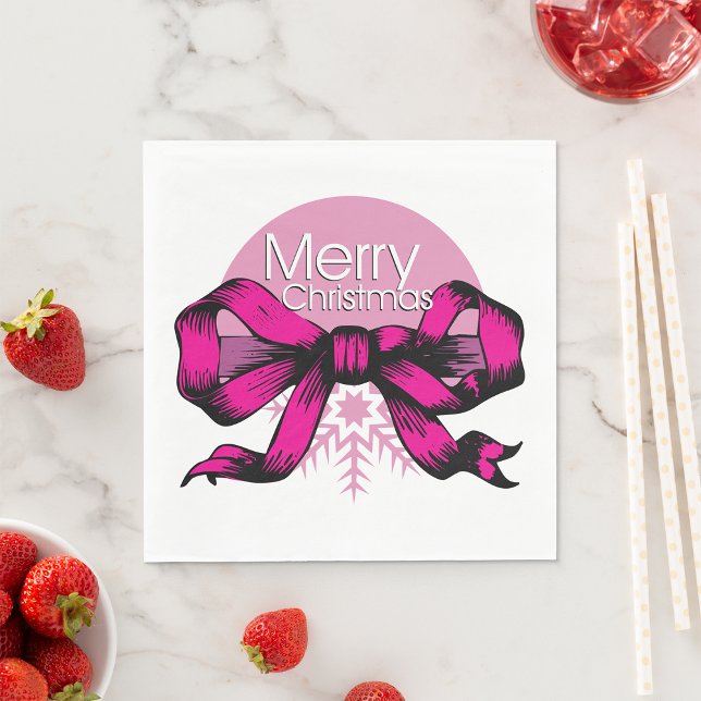 Merry Christmas Bow Paper Napkins (Creator Uploaded)