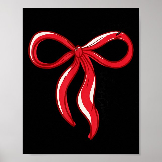 Merry Christmas Bow Red Santa Xmas Coquette Aesthe Poster (Front)