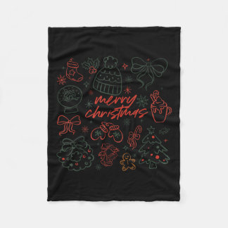 Merry Christmas Bow Santa Xmas Coquette Aesthetic  Fleece Blanket