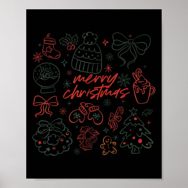 Merry Christmas Bow Santa Xmas Coquette Aesthetic  Poster (Front)